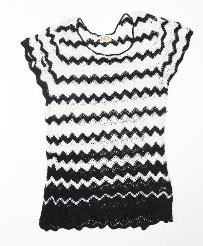City Casuals Womens Black  Viscose Basic Blouse Size 2XL Round Neck