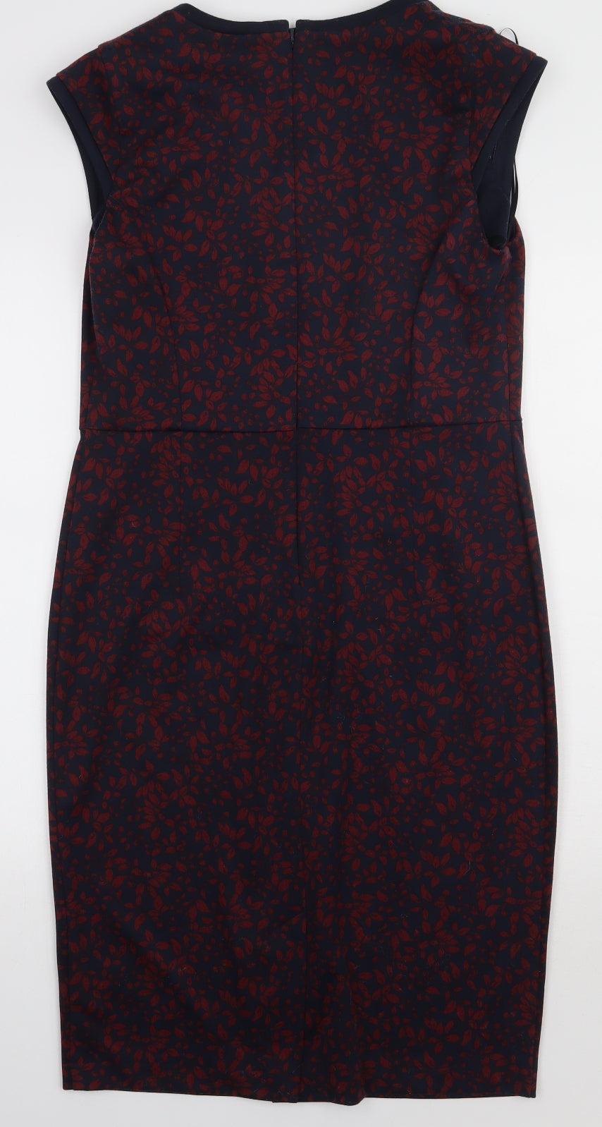 sainsburys Womens Red Geometric Polyester Bodycon  Size 12  V-Neck Pullover