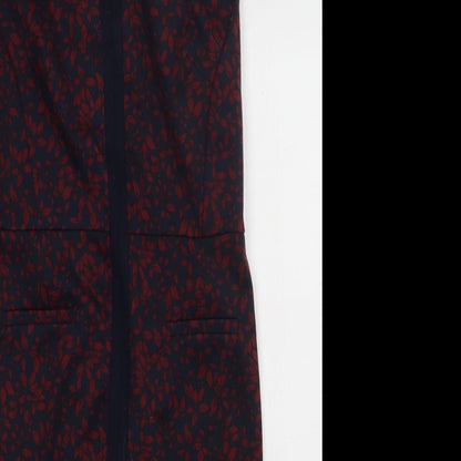 sainsburys Womens Red Geometric Polyester Bodycon  Size 12  V-Neck Pullover