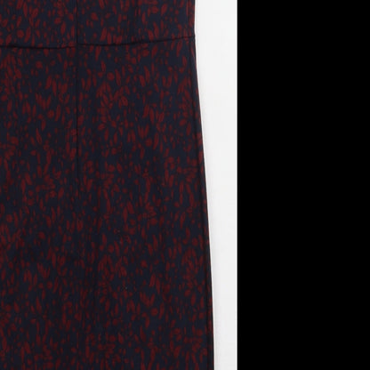 sainsburys Womens Red Geometric Polyester Bodycon  Size 12  V-Neck Pullover