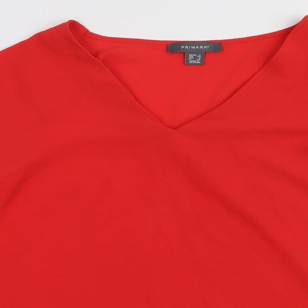 Primark Womens Pink  Polyester Basic Blouse Size 12 V-Neck
