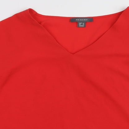 Primark Womens Pink  Polyester Basic Blouse Size 12 V-Neck