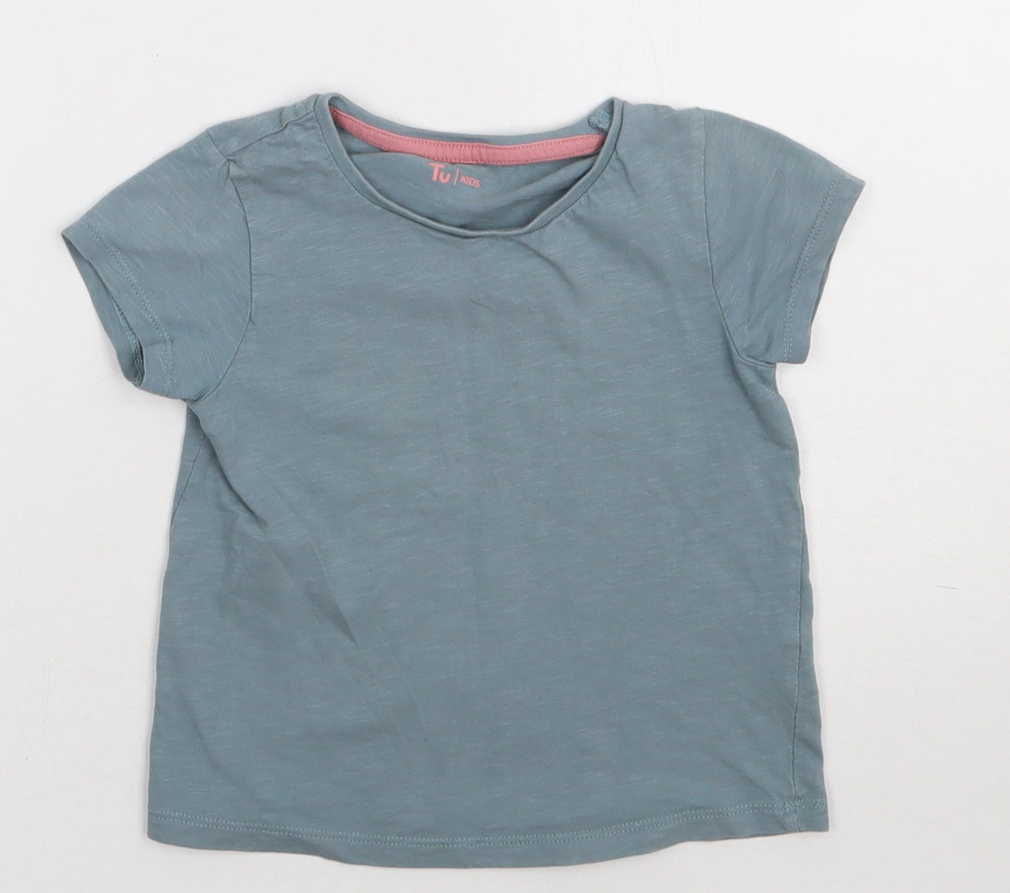 siansburys Girls Grey  Cotton Basic T-Shirt Size 4-5 Years Crew Neck Pullover