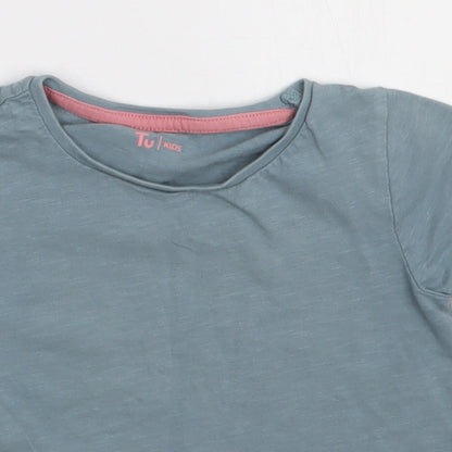 siansburys Girls Grey  Cotton Basic T-Shirt Size 4-5 Years Crew Neck Pullover