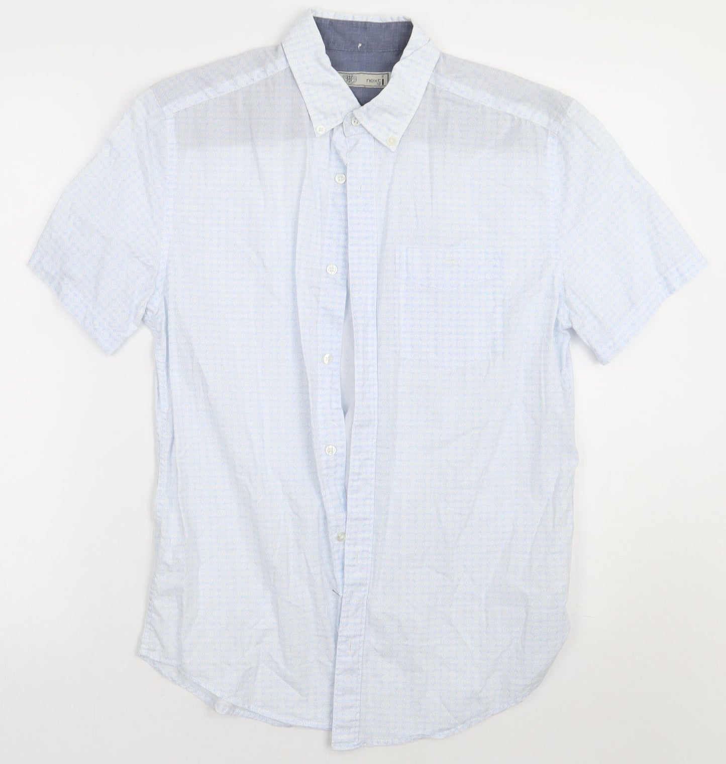 Mens UK Size S NEXT Blue  Button-Up Short Sleeve Casual Shirt