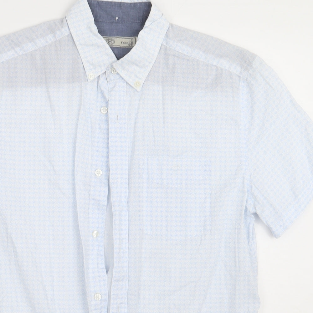 Mens UK Size S NEXT Blue  Button-Up Short Sleeve Casual Shirt