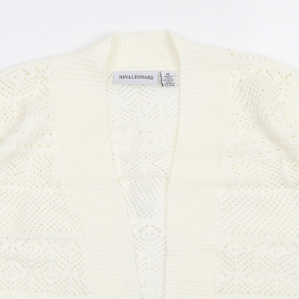 Womens UK Size M Nina Leonard Beige Cardigan Jumper
