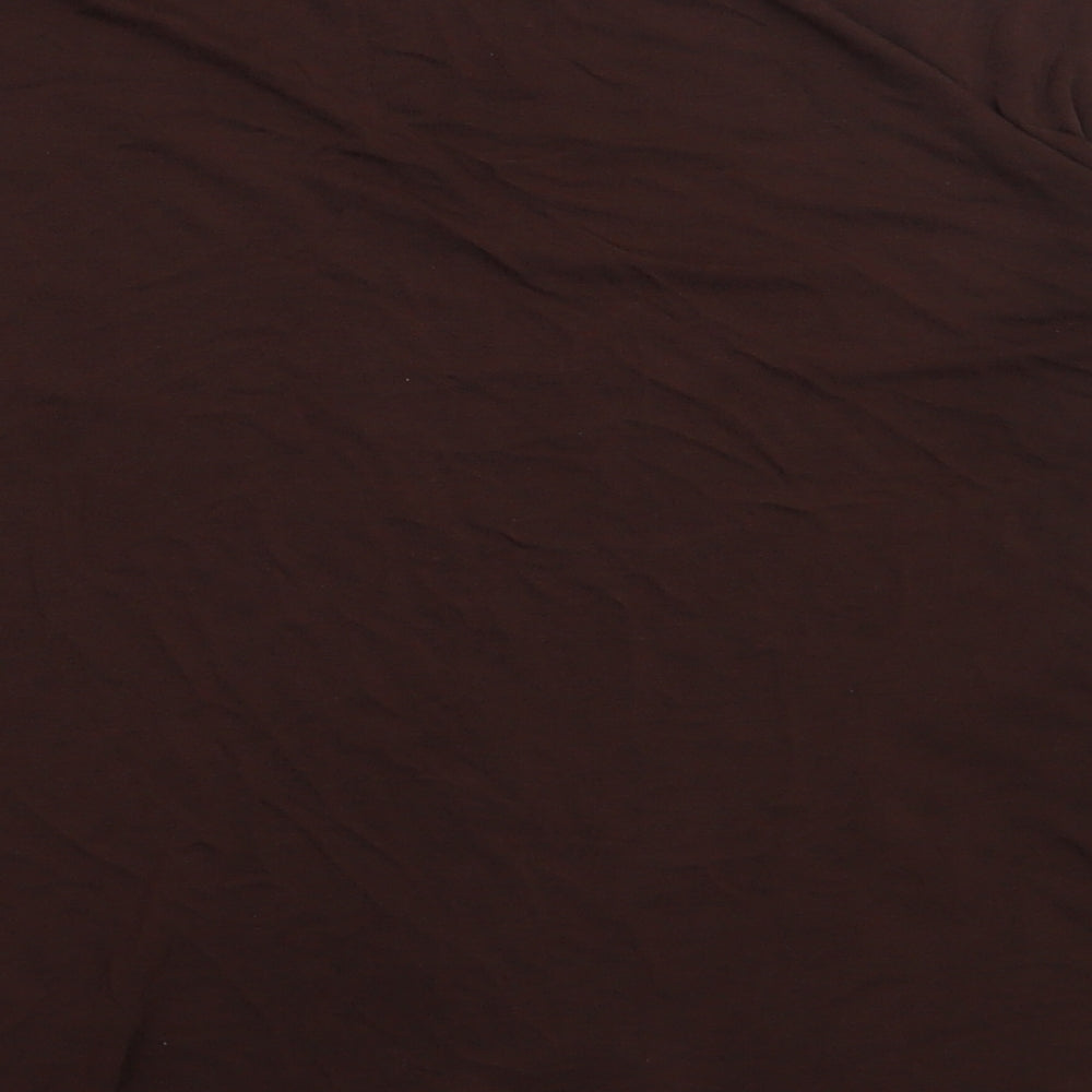 Boohoo Womens Brown Animal Print Viscose Basic T-Shirt Size 10 Crew Neck