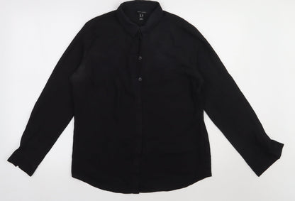 New Look Womens Black  Polyester Basic Button-Up Size 10 Collared