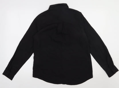 New Look Womens Black  Polyester Basic Button-Up Size 10 Collared
