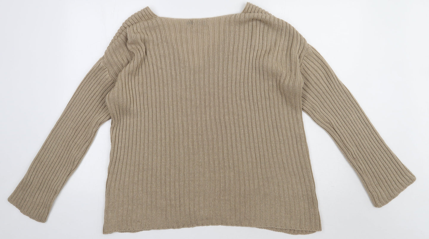 Boohoo Womens Beige  Acrylic Pullover Sweatshirt Size 16  Pullover