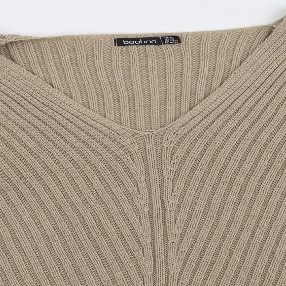 Boohoo Womens Beige  Acrylic Pullover Sweatshirt Size 16  Pullover