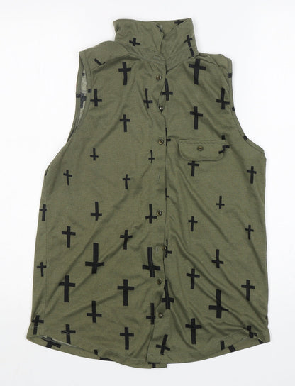 Womens UK Size 14 Atmosphere Green Basic Button-Up