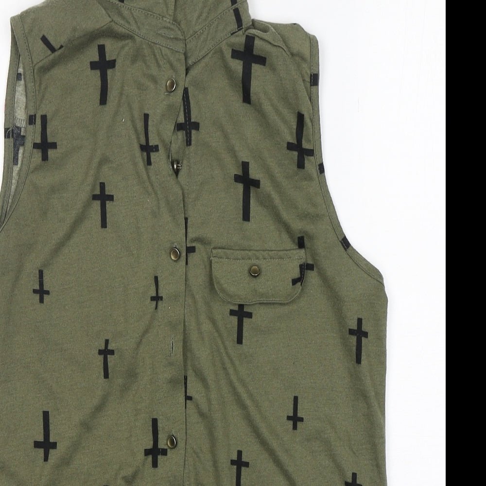 Womens UK Size 14 Atmosphere Green Basic Button-Up