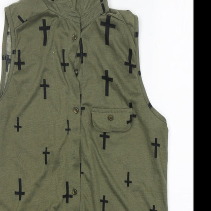 Womens UK Size 14 Atmosphere Green Basic Button-Up