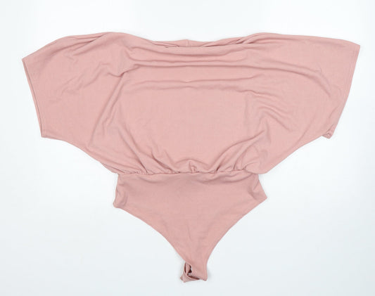 Boohoo Womens Pink  Polyester Bodysuit One-Piece Size 12