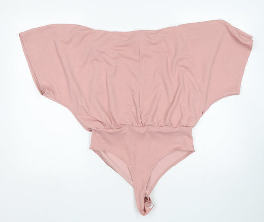 Boohoo Womens Pink  Polyester Bodysuit One-Piece Size 12