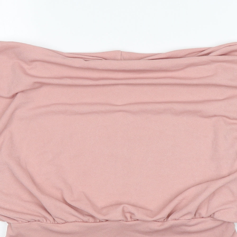 Boohoo Womens Pink  Polyester Bodysuit One-Piece Size 12