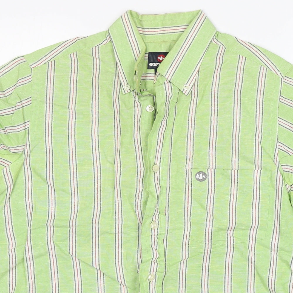 Mens UK Size M Murphy & Nye Green  Button-Up Short Sleeve Casual Shirt