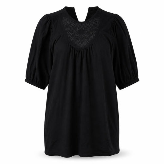 Front view of Next women’s black viscose t-shirt dress, size UK 10, round neck