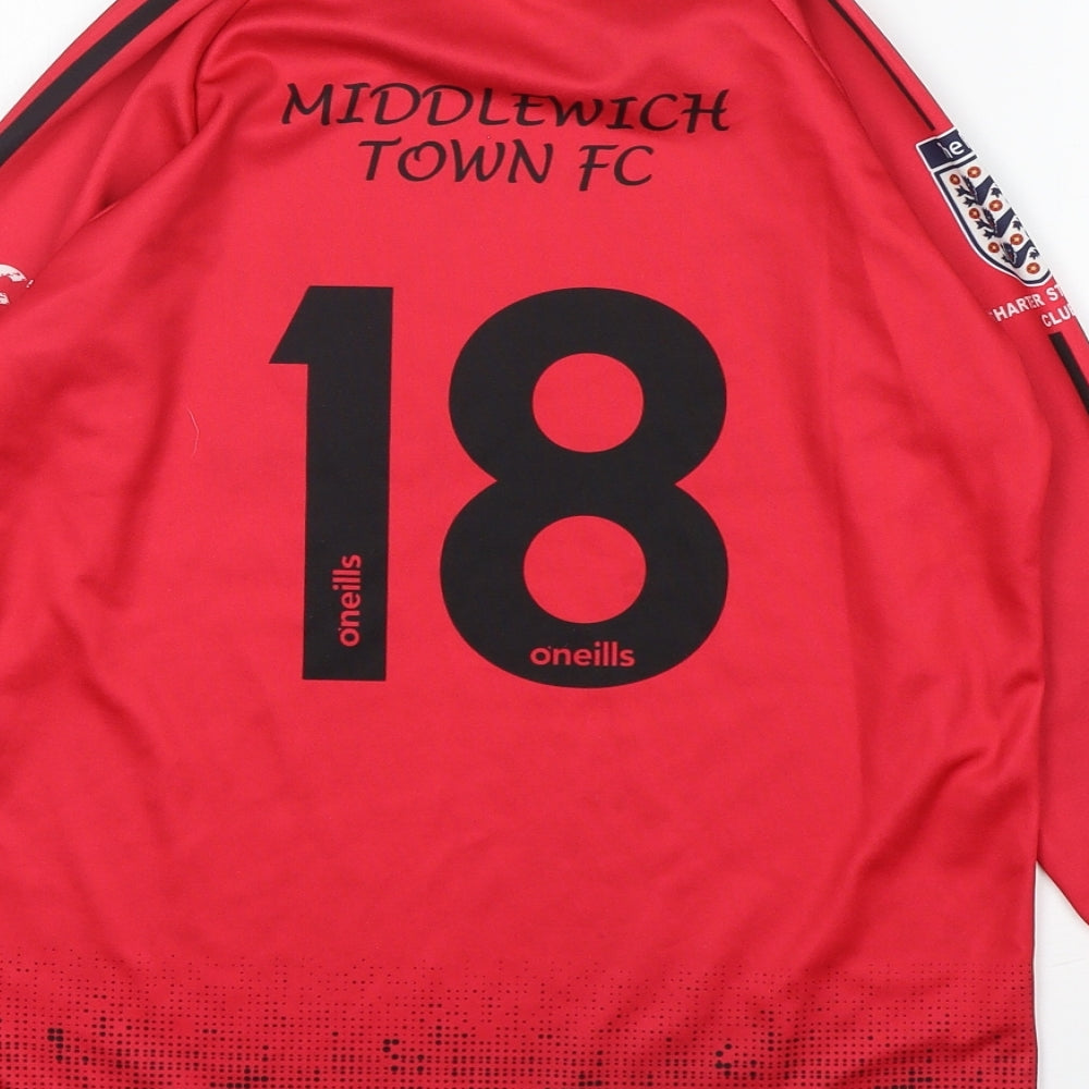 O'Neils Boys Red  Polyester Basic T-Shirt Size 10-11 Years Round Neck  - Middlewich Town FC