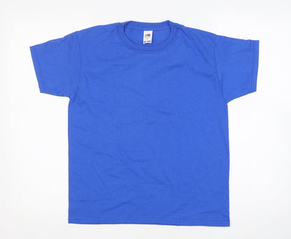 Fruit of the Loom Boys Blue  Cotton Basic T-Shirt Size 10 Years Round Neck