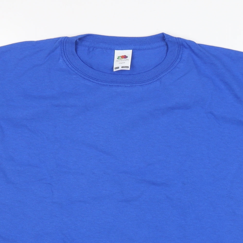 Fruit of the Loom Boys Blue  Cotton Basic T-Shirt Size 10 Years Round Neck