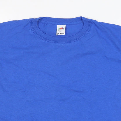Fruit of the Loom Boys Blue  Cotton Basic T-Shirt Size 10 Years Round Neck