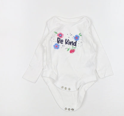 F&F Girls White Floral Cotton Leotard One-Piece Size 3-6 Months