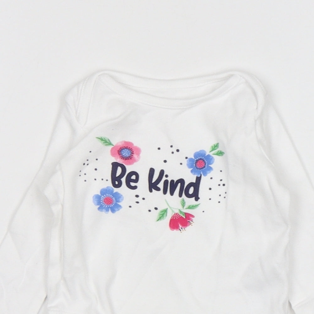 F&F Girls White Floral Cotton Leotard One-Piece Size 3-6 Months