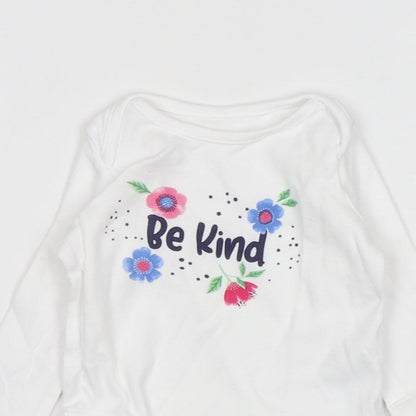 F&F Girls White Floral Cotton Leotard One-Piece Size 3-6 Months