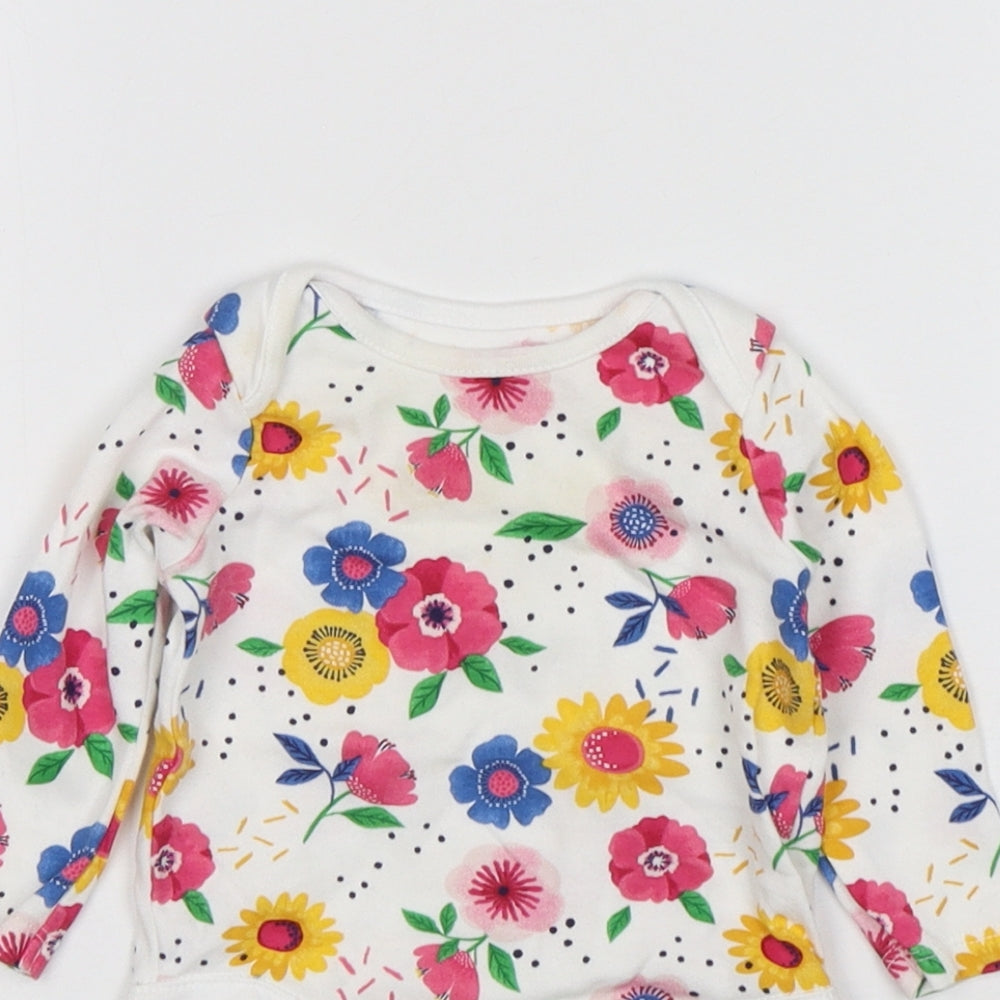 F&F Girls Multicoloured Floral Cotton Leotard One-Piece Size 3-6 Months