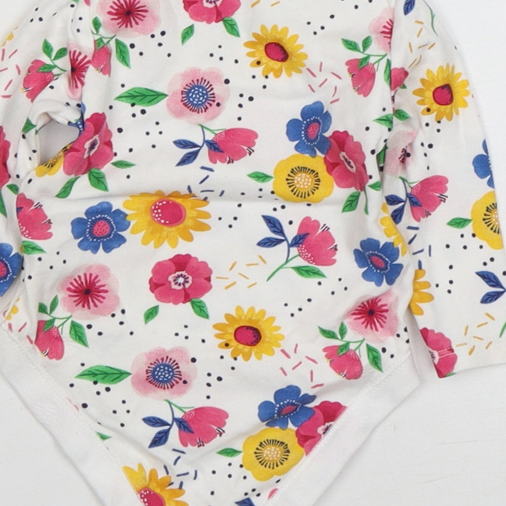 F&F Girls Multicoloured Floral Cotton Leotard One-Piece Size 3-6 Months