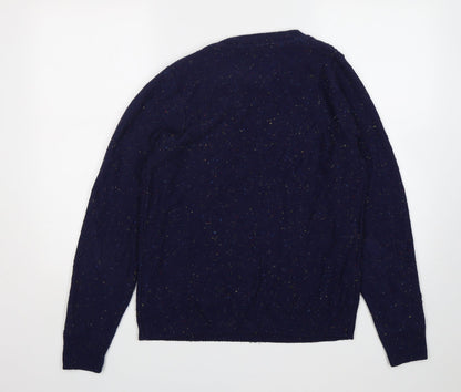 Paul Fredrick Mens Blue Round Neck  Acrylic Pullover Jumper Size M