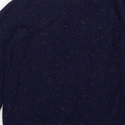 Paul Fredrick Mens Blue Round Neck  Acrylic Pullover Jumper Size M