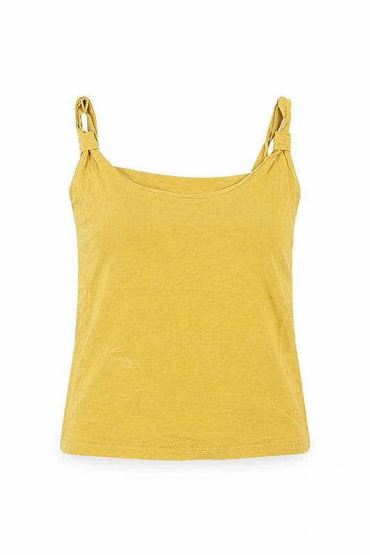 Front view of Principles women’s yellow cotton basic tank, size M, round neck