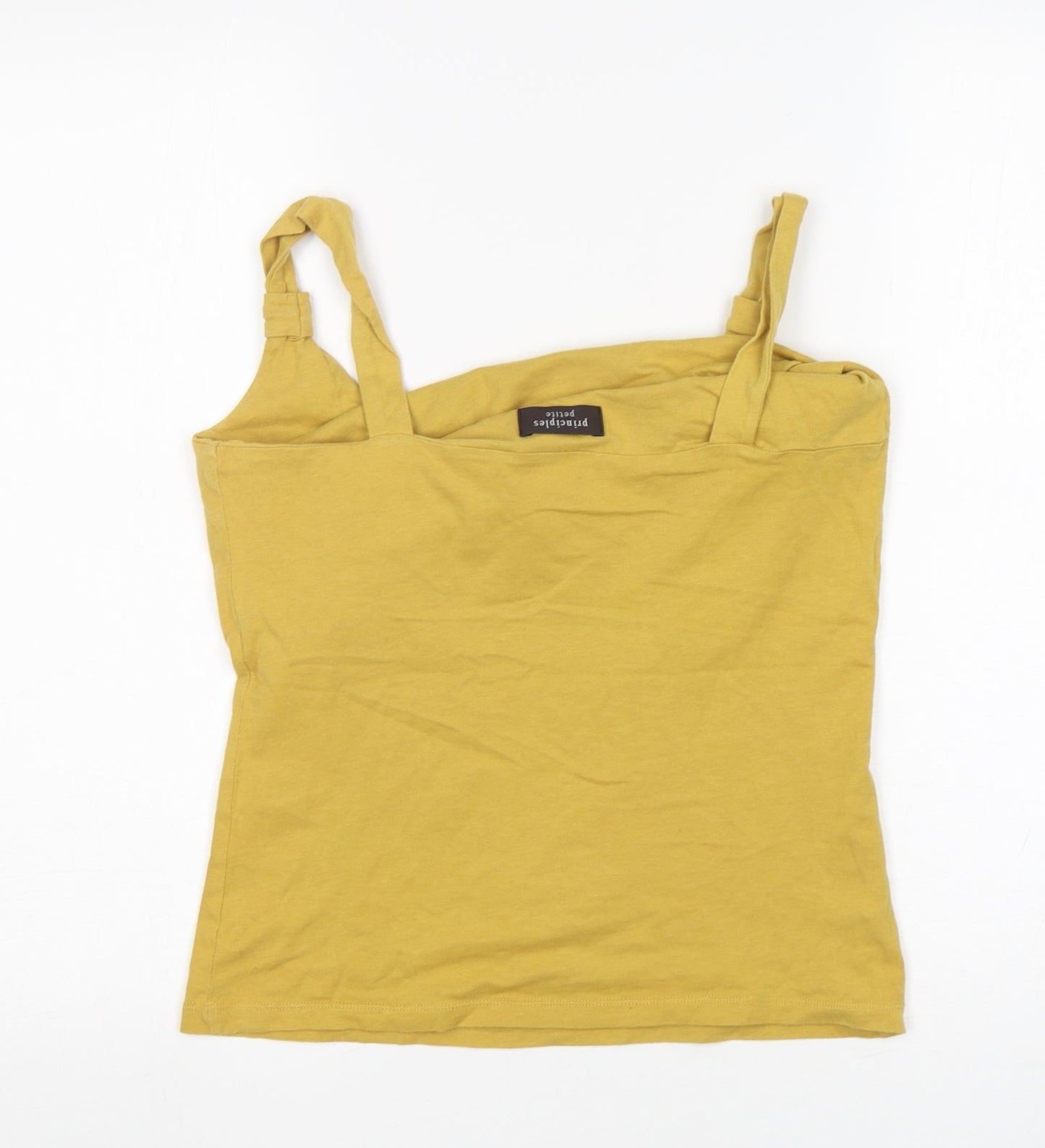 Principles Womens Yellow  Cotton Basic Tank Size M Round Neck