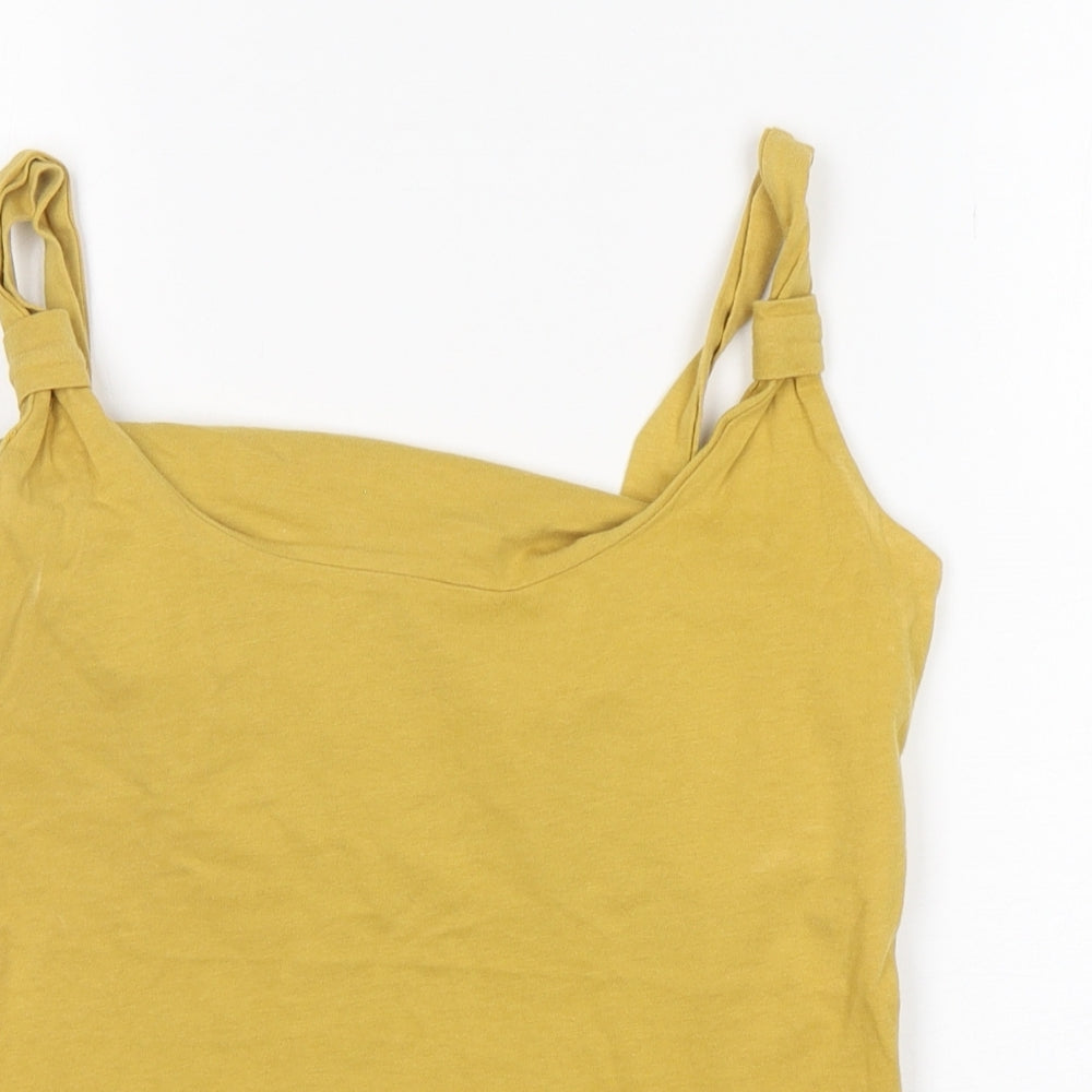 Principles Womens Yellow  Cotton Basic Tank Size M Round Neck