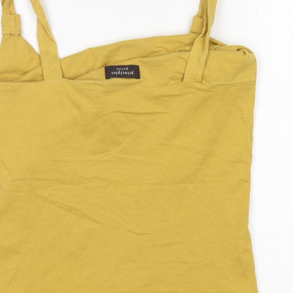 Principles Womens Yellow  Cotton Basic Tank Size M Round Neck