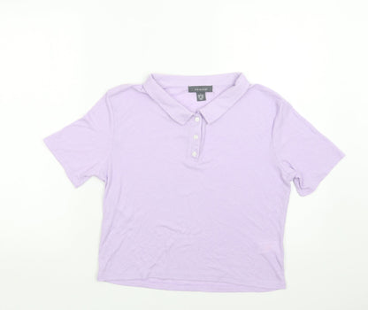 Primark Womens Purple  Viscose Basic Polo Size L Collared