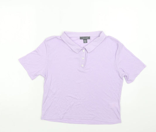 Primark Womens Purple  Viscose Basic Polo Size L Collared