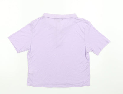 Primark Womens Purple  Viscose Basic Polo Size L Collared