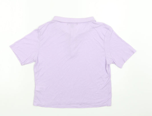 Primark Womens Purple  Viscose Basic Polo Size L Collared