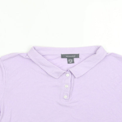 Primark Womens Purple  Viscose Basic Polo Size L Collared
