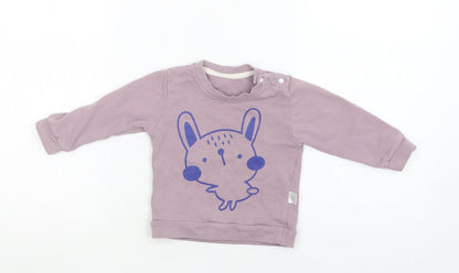 Preworn Baby Purple  Cotton Pullover Jumper Size 6-9 Months  Snap - Bunny