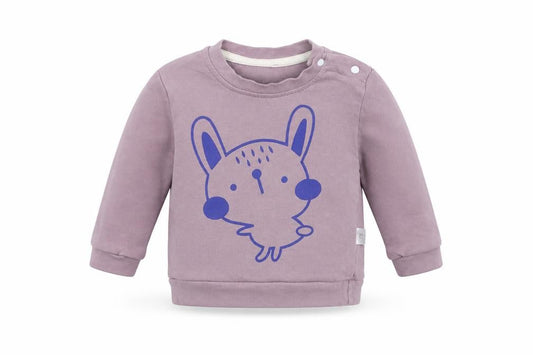 Preworn Baby Purple  Cotton Pullover Jumper Size 6-9 Months  Snap - Bunny