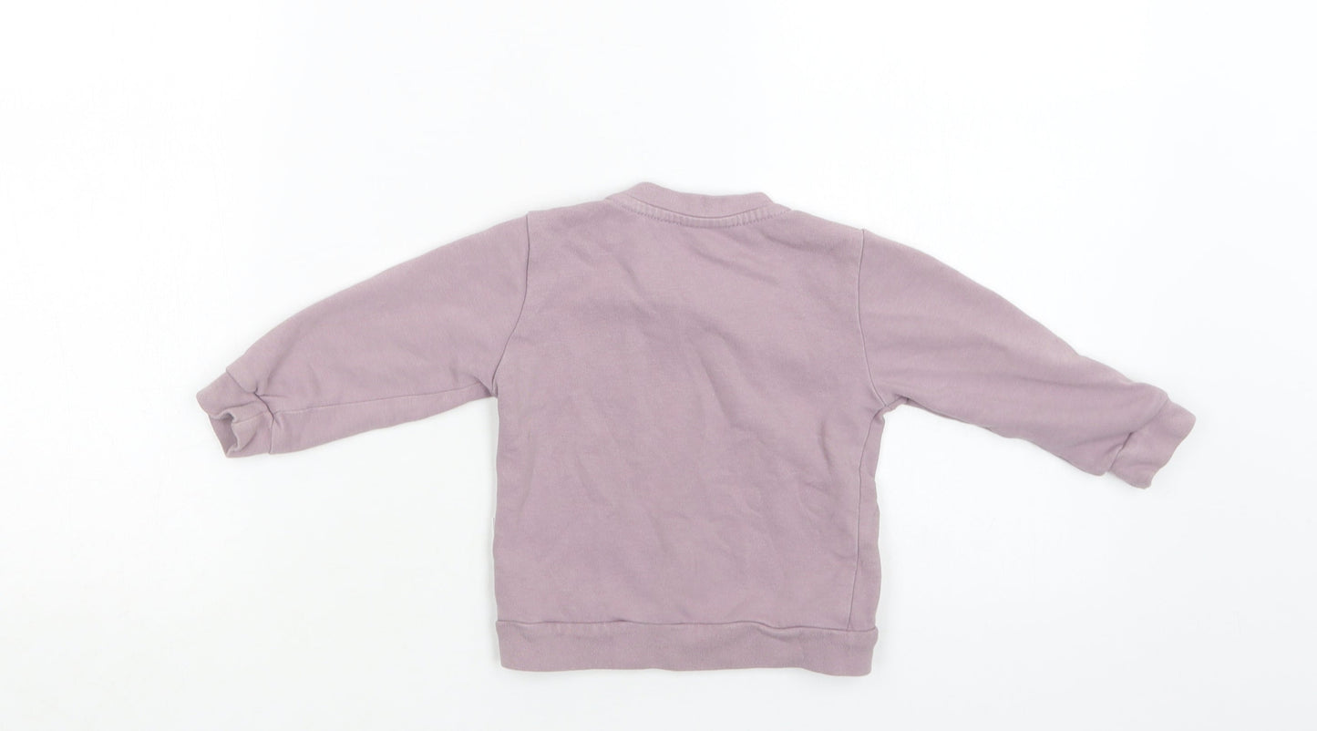 Preworn Baby Purple  Cotton Pullover Jumper Size 6-9 Months  Snap - Bunny