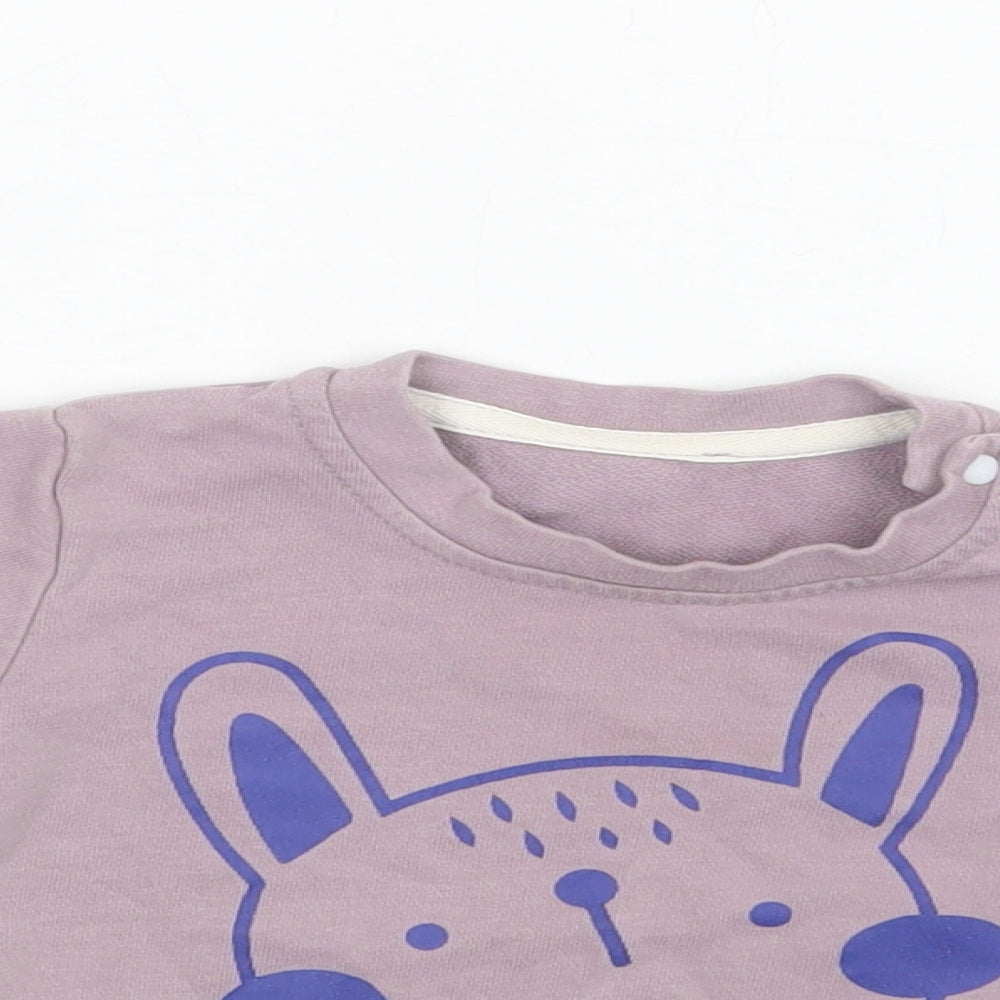 Preworn Baby Purple  Cotton Pullover Jumper Size 6-9 Months  Snap - Bunny