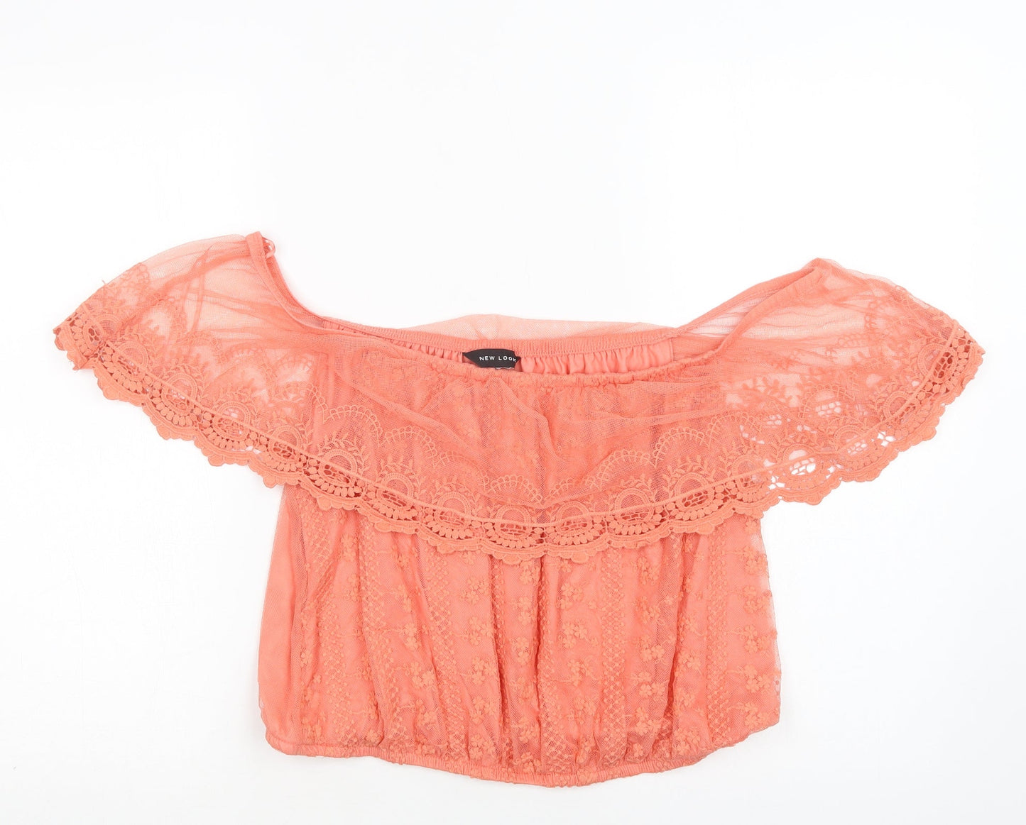 Womens UK Size M New Look Orange Cropped Blouse