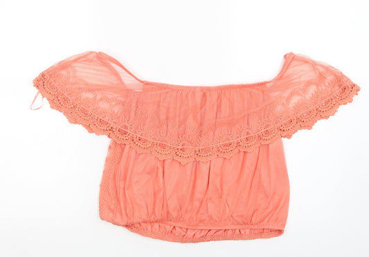 Womens UK Size M New Look Orange Cropped Blouse